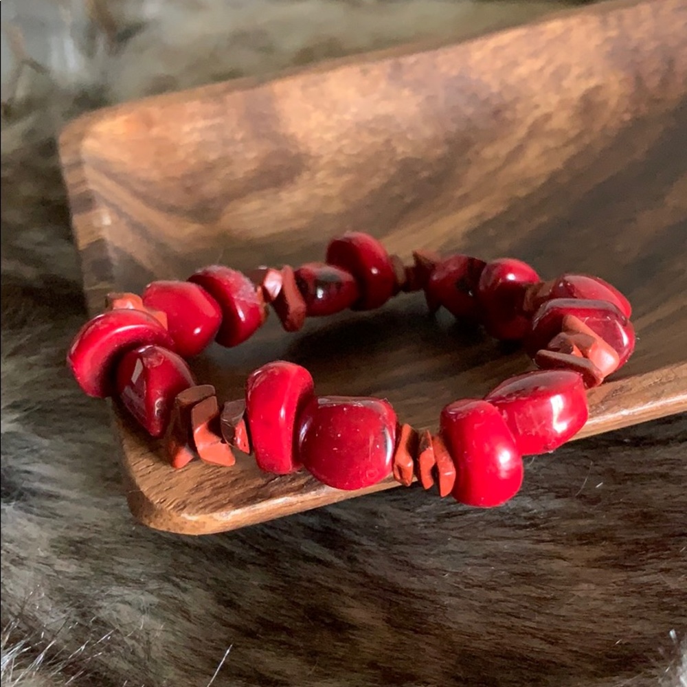 Red rock bead bracelet